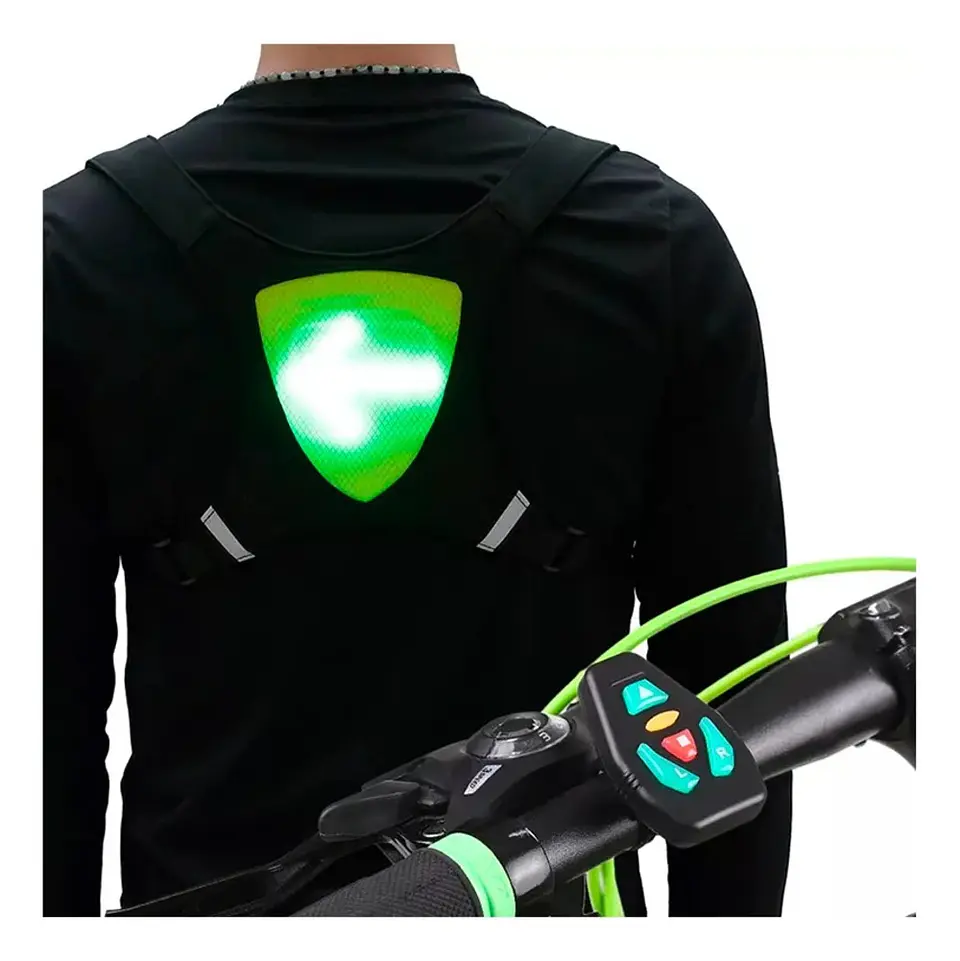 CHALECO REFLECTANTE CON SEÑALIZADOR LED PARA BICICLETA 2
