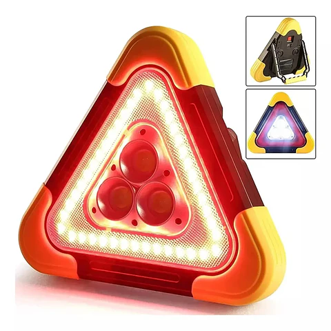 TRIANGULO DE EMERGENCIA RECARGABLE CON LUZ SOLAR LUZ LED