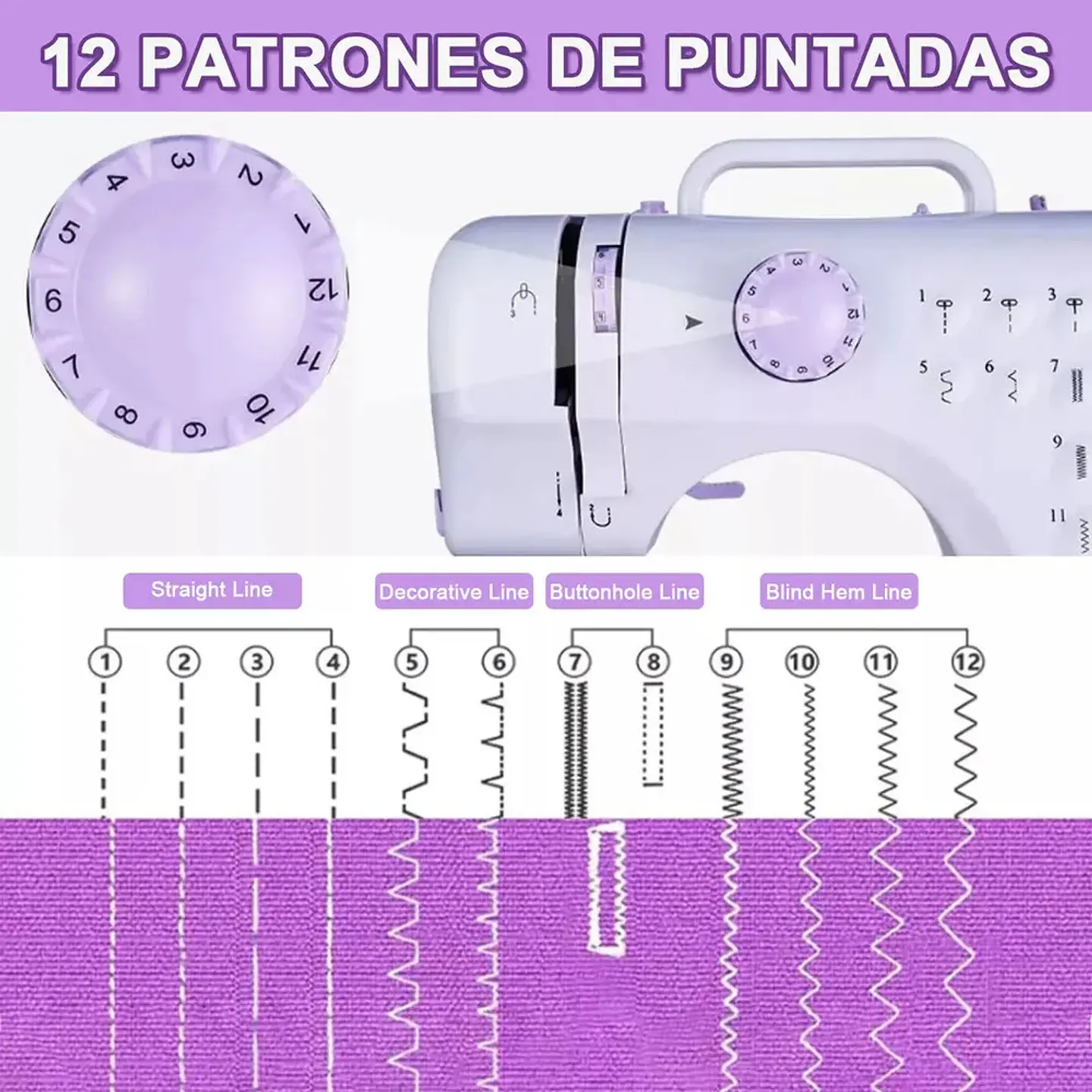 MAQUINA DE COSER PORTATIL CON 12 PUNTADAS 4