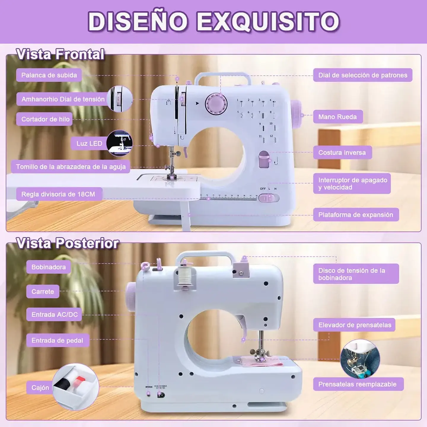 MAQUINA DE COSER PORTATIL CON 12 PUNTADAS 6