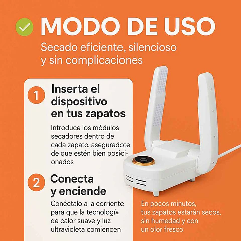 Secador De Zapatos Portatil Con Luz Uv