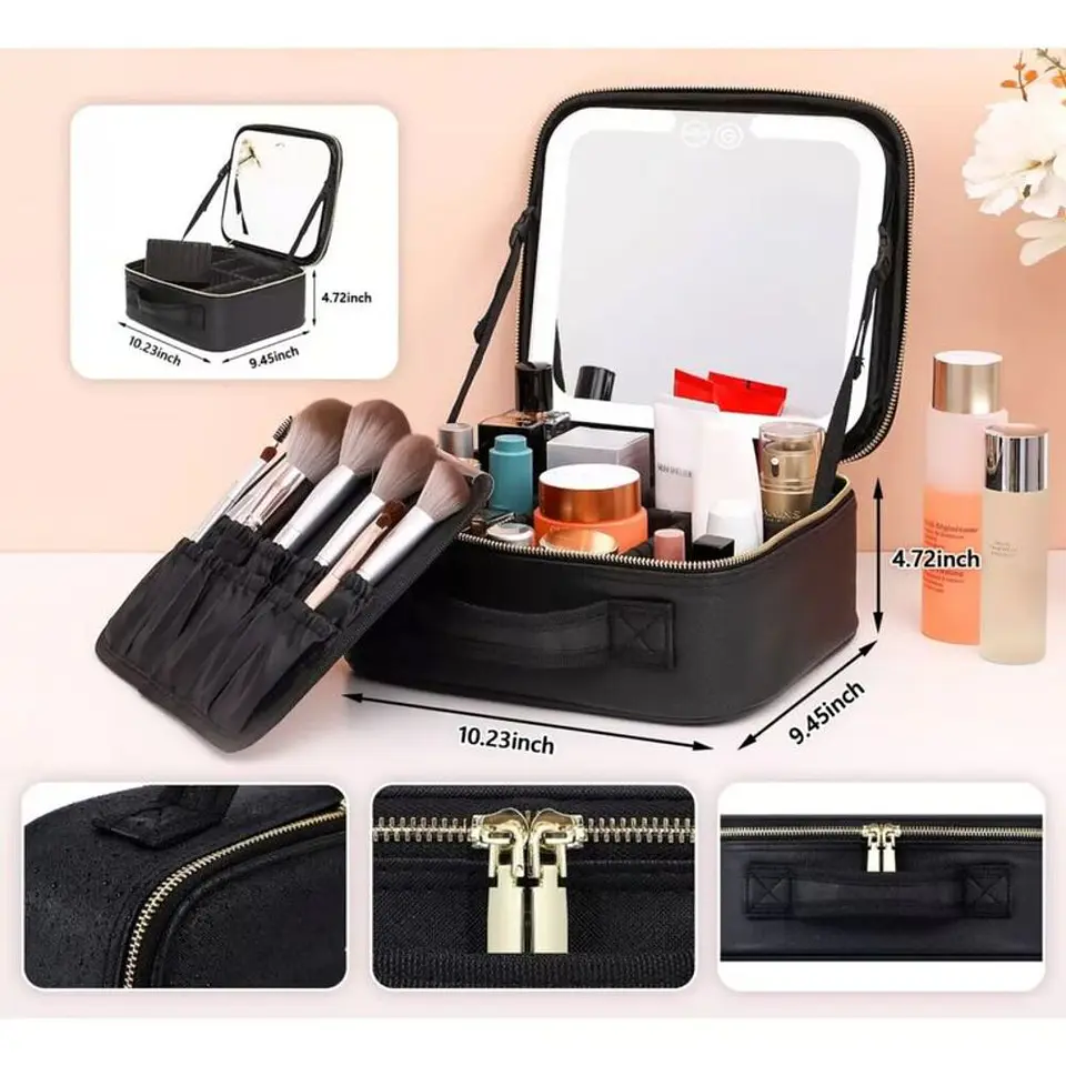 COSMETIQUERO CON ESPEJO Y LUZ LED Y ORGANIZADOR 1