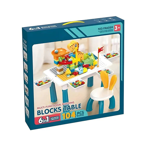 MESA DE JUEGO Y 102 PIEZAS DE BLOQUES