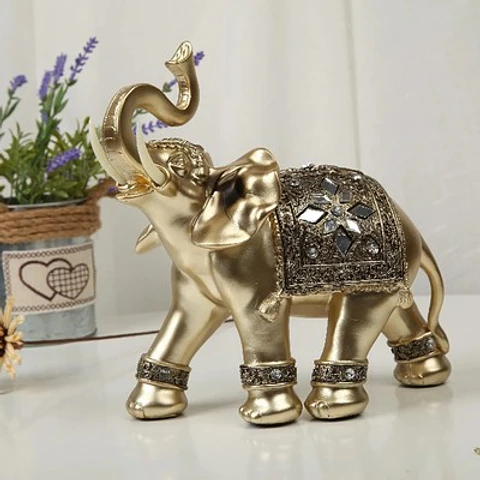 Elefante Decorativo Dorado 15x15CM Atrae Suerte Riqueza y Felicidad