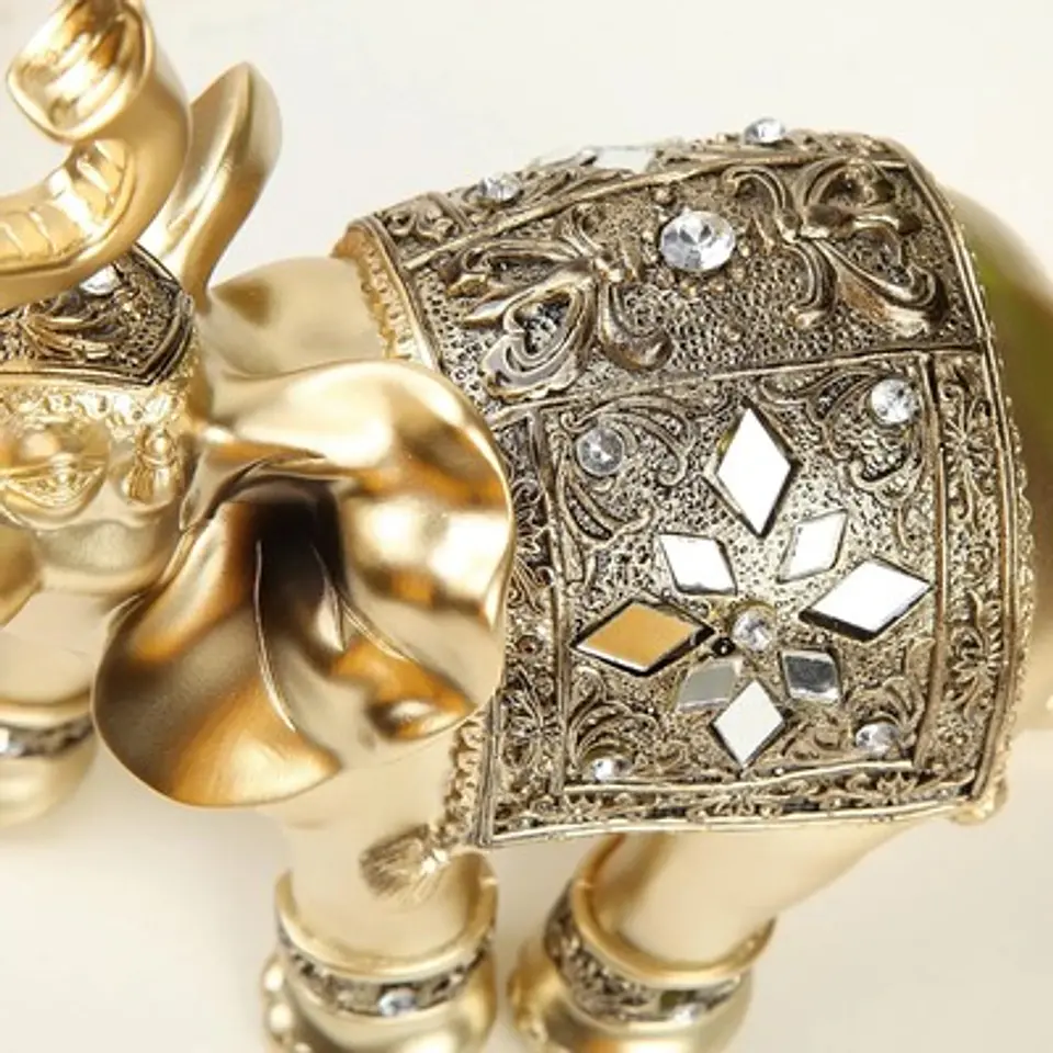 Elefante Decorativo Dorado 15x15CM Atrae Suerte Riqueza y Felicidad 2