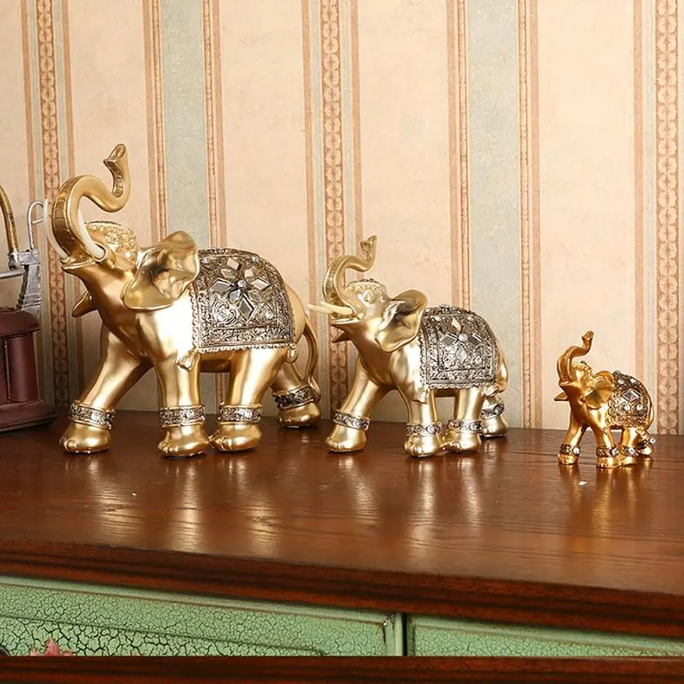 Elefante Decorativo Dorado 15x15CM Atrae Suerte Riqueza y Felicidad 4