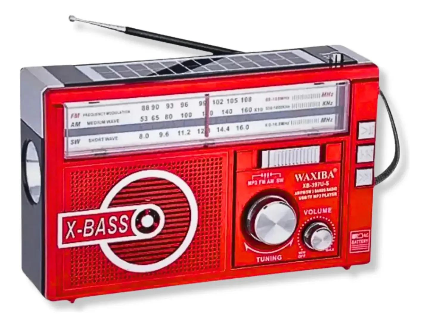 RADIO AM-FM CON LINTERNA CON PANEL SOLAR A PILAS Y RECARGABLE 1