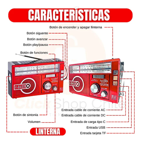 RADIO AM-FM CON LINTERNA CON PANEL SOLAR A PILAS Y RECARGABLE
