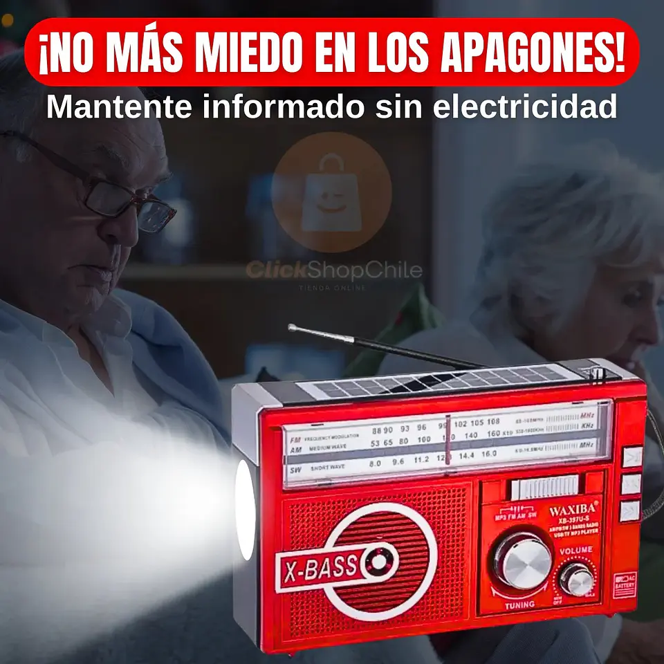 RADIO AM-FM CON LINTERNA CON PANEL SOLAR A PILAS Y RECARGABLE 3