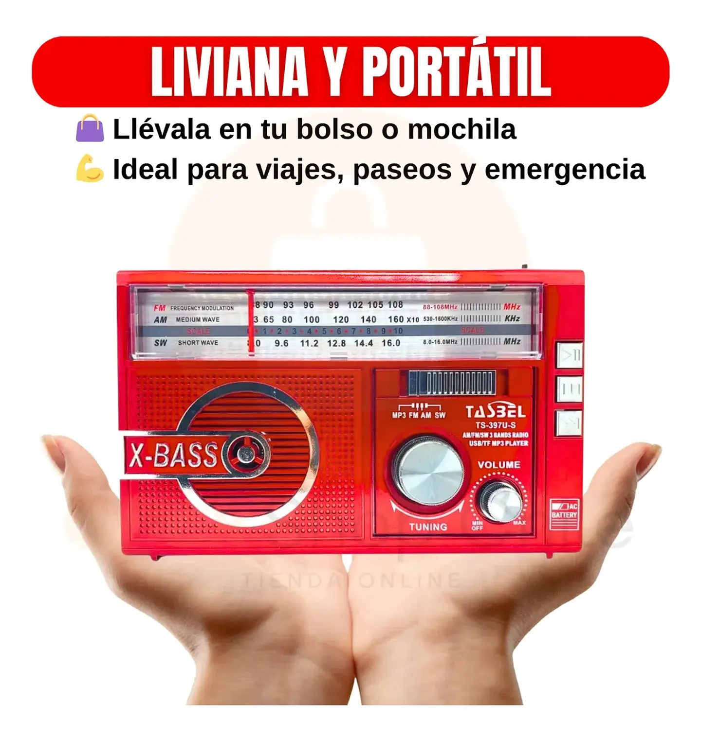 RADIO AM-FM CON LINTERNA CON PANEL SOLAR A PILAS Y RECARGABLE 4