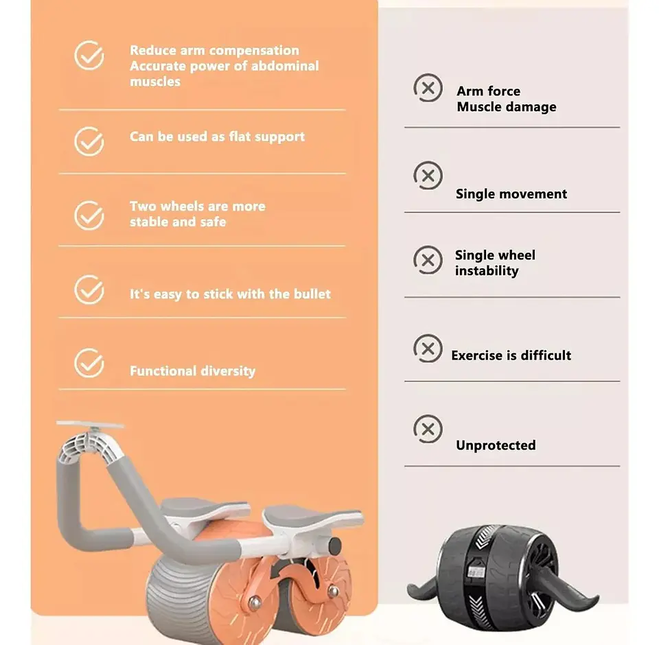 Rueda Abdominal con Soporte en Codos y Rebote Automático 4