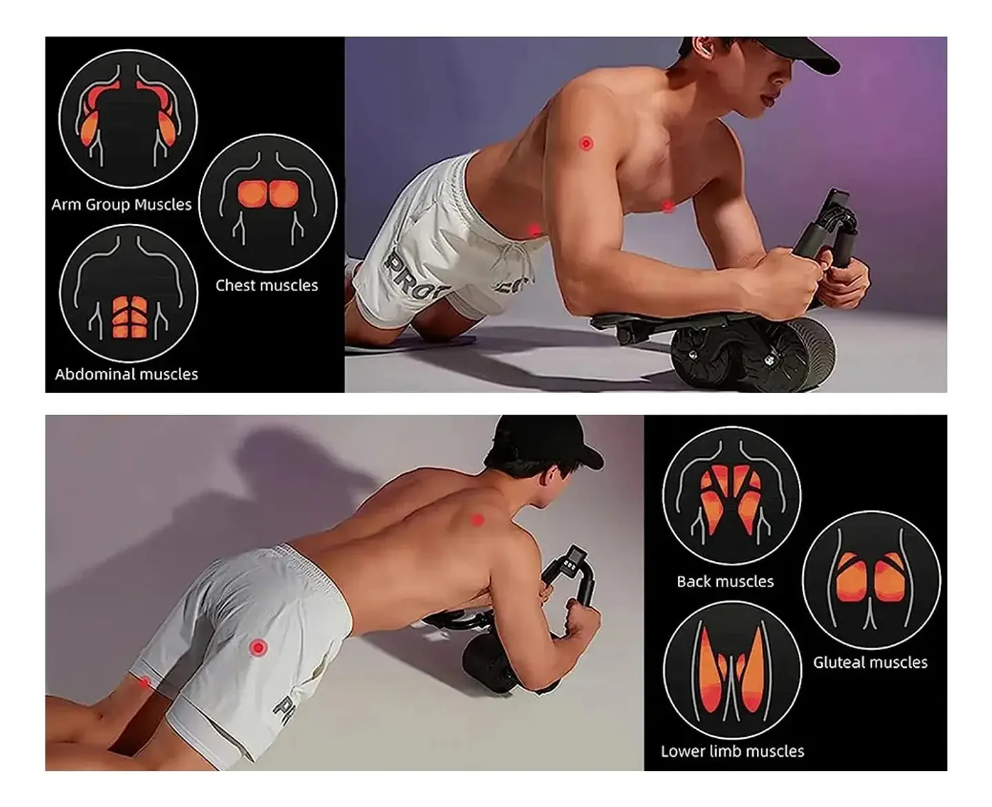 Rueda Abdominal con Soporte en Codos y Rebote Automático 5