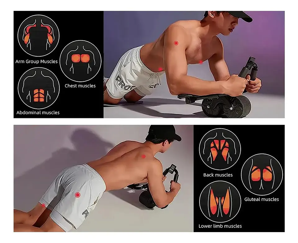 Rueda Abdominal con Soporte en Codos y Rebote Automático 5