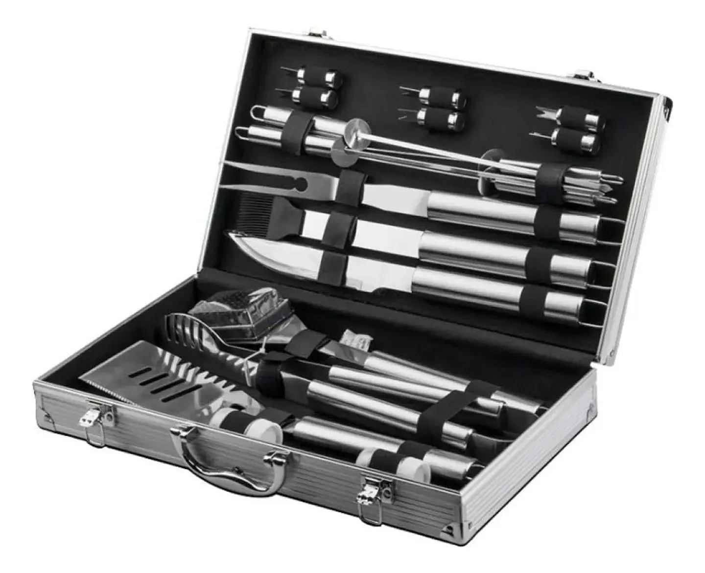 MALETA DE LUJO CON SET PARRILLERO DE 18 PIEZAS ACERO INOX 2