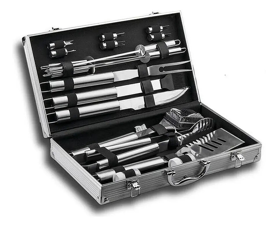 MALETA DE LUJO CON SET PARRILLERO DE 18 PIEZAS ACERO INOX 3