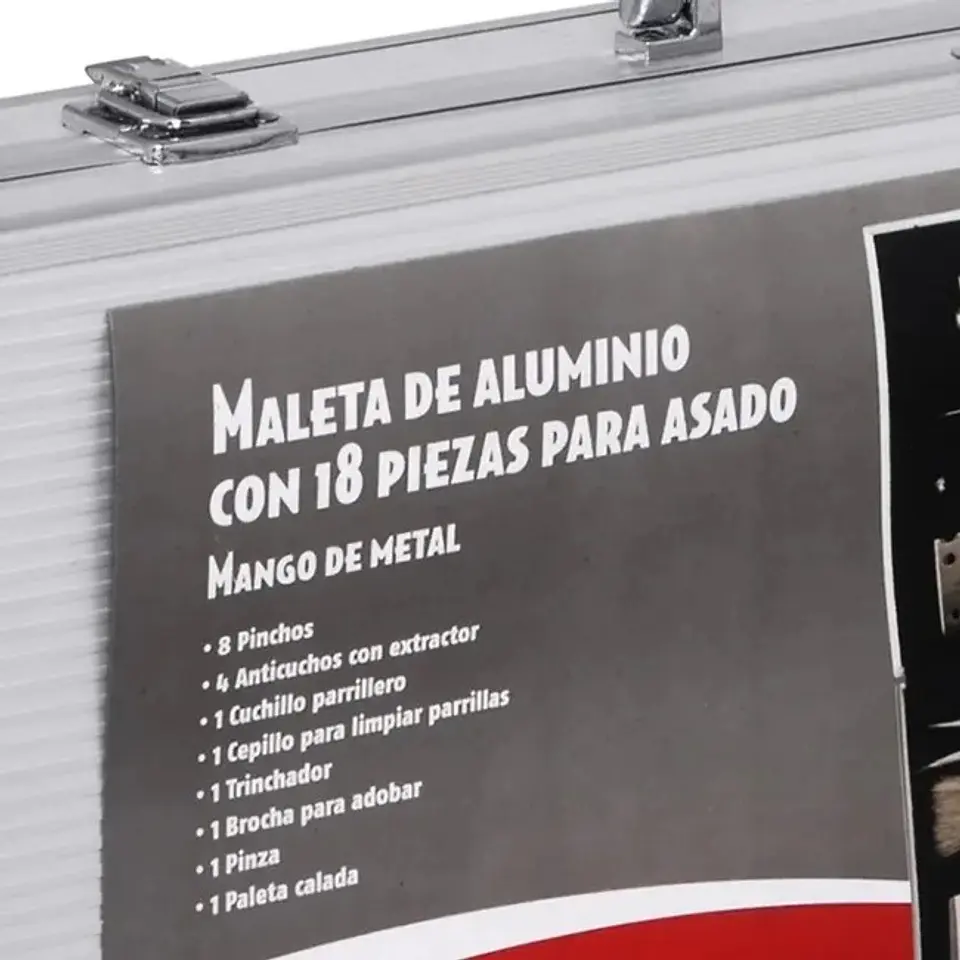 MALETA DE LUJO CON SET PARRILLERO DE 18 PIEZAS ACERO INOX 8