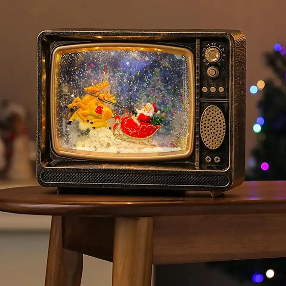 Televisión Vintage con Música y Luz LED Navideña 1