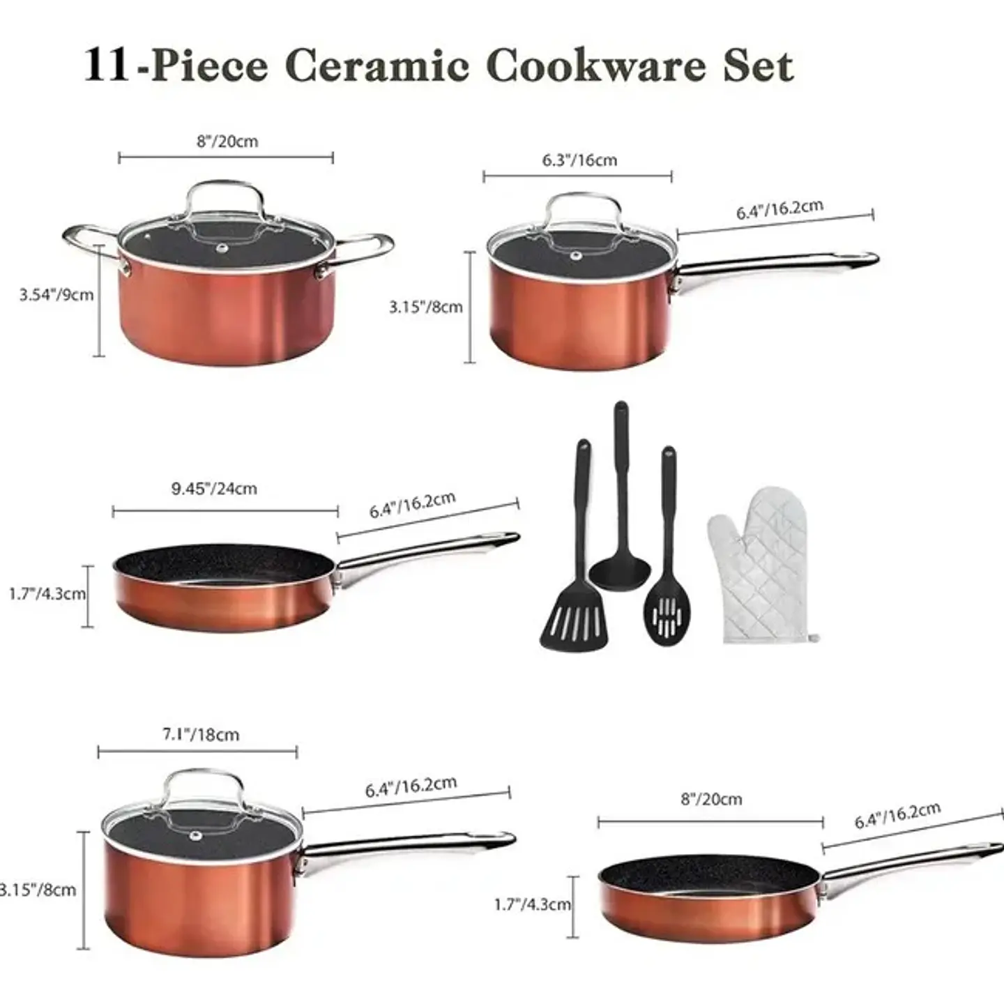 Bateria De Cocina 11 Piezas Antiadherente Aluminio Granito C Rojo 6