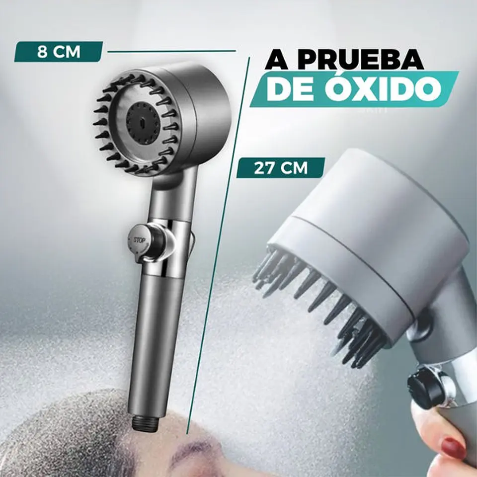 Cabezal de ducha de alta presión 4 en 1 con masajeador 4