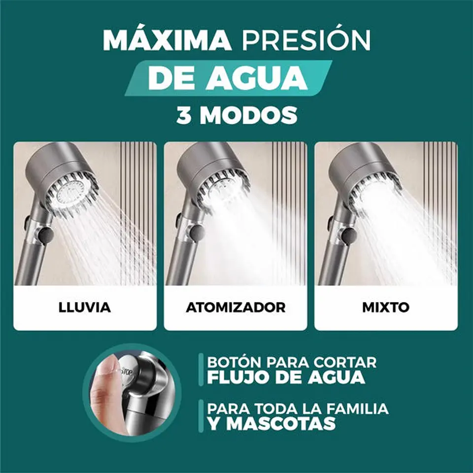 Cabezal de ducha de alta presión 4 en 1 con masajeador 5
