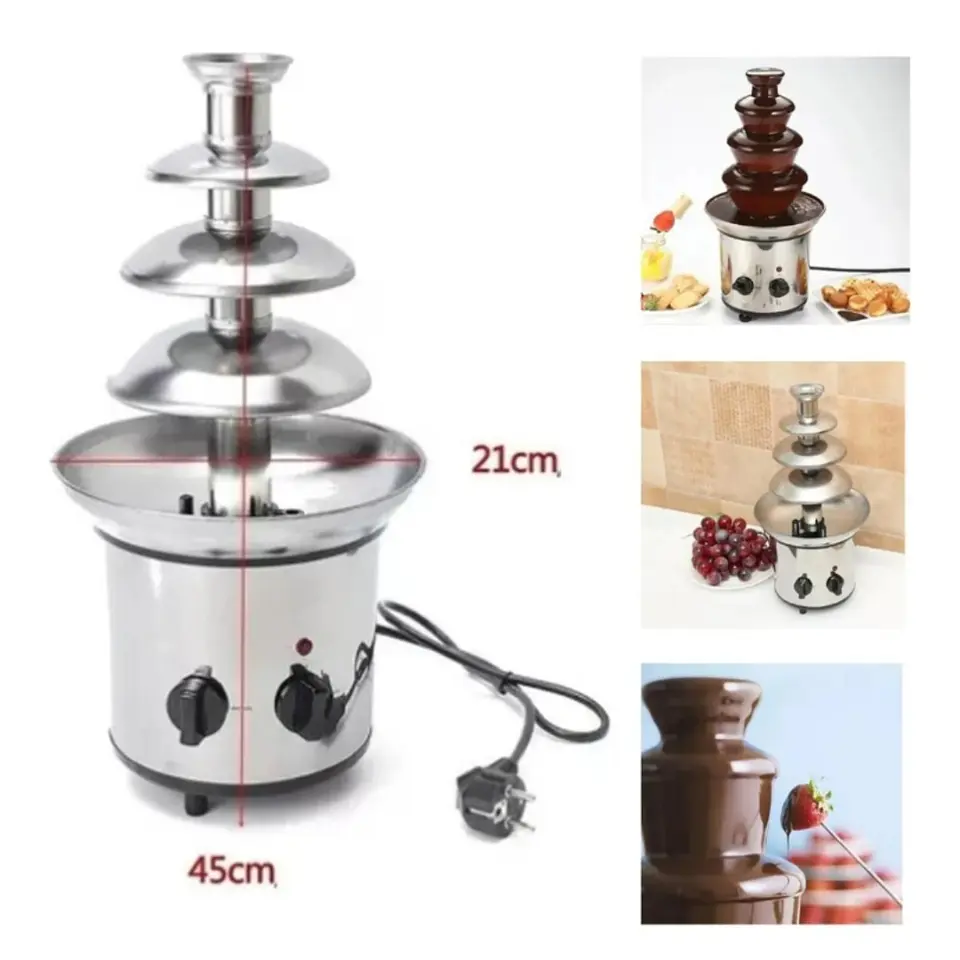 Cascada Fuente Chocolate Fondue 4 Niveles Acero Inoxidable 3