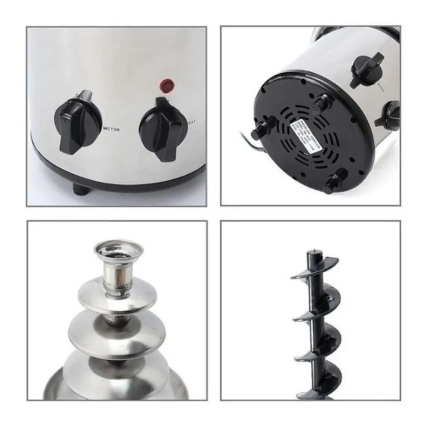 Cascada Fuente Chocolate Fondue 4 Niveles Acero Inoxidable 6