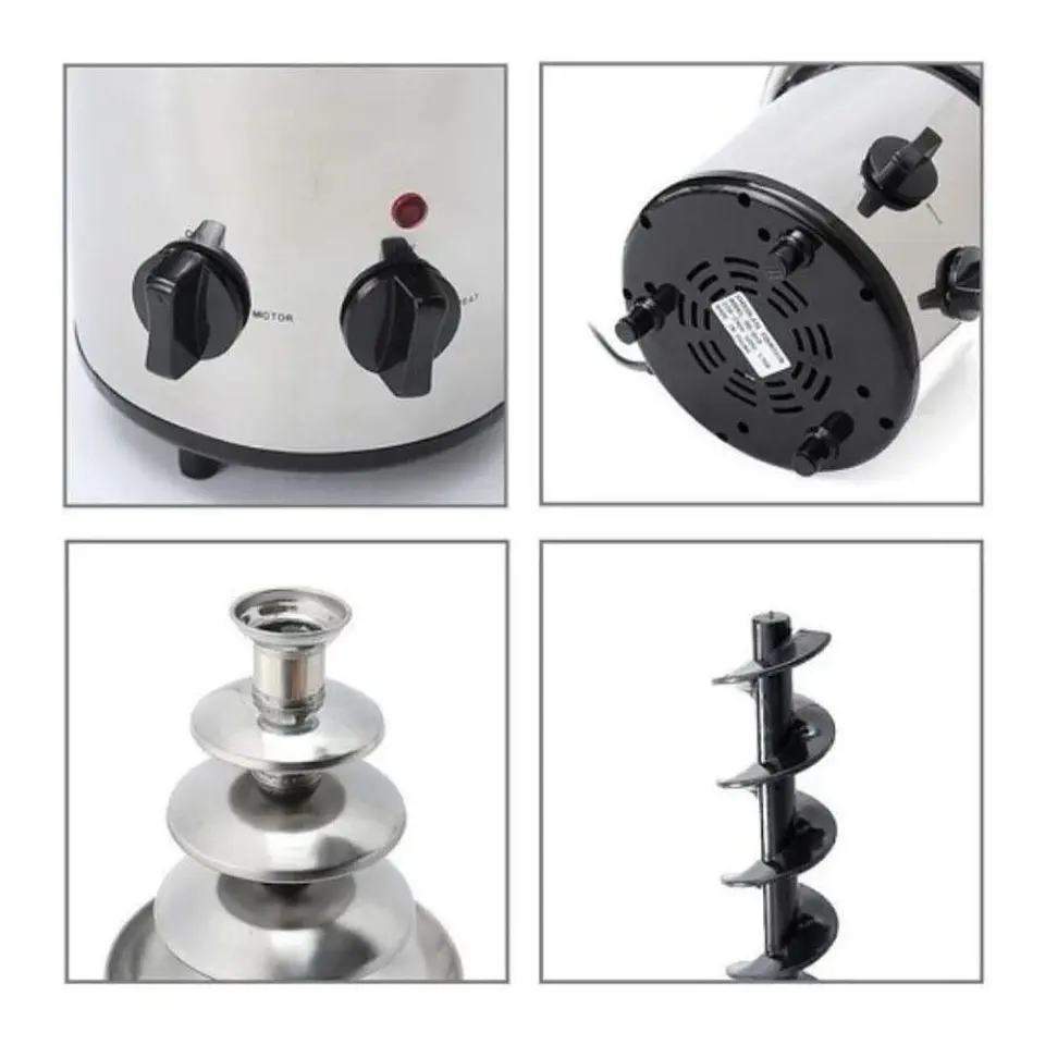Cascada Fuente Chocolate Fondue 4 Niveles Acero Inoxidable 6
