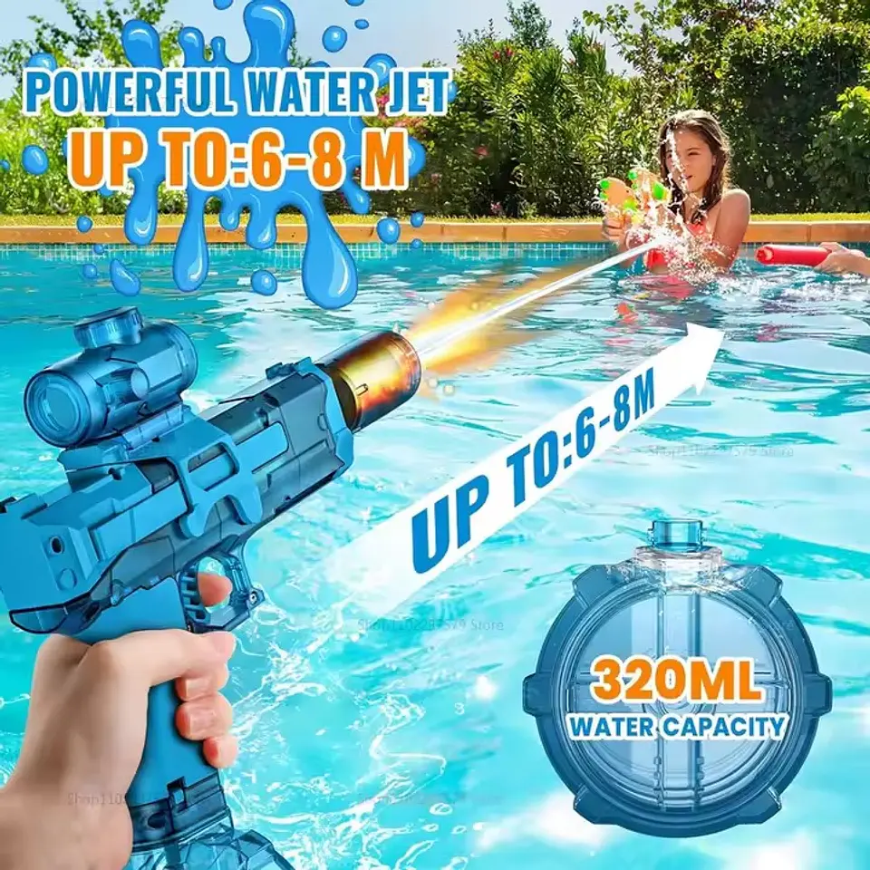 PISTOLA AGUA ELECTRICA CON LUZ, 300 ML 5