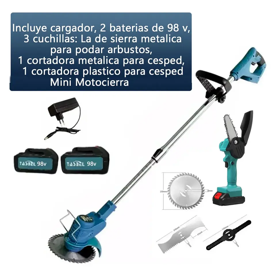 SET DE JARDIN 2 EN 1, ORILLADORA DESBRPSADOR Y MINI MOTOSIERRA 5