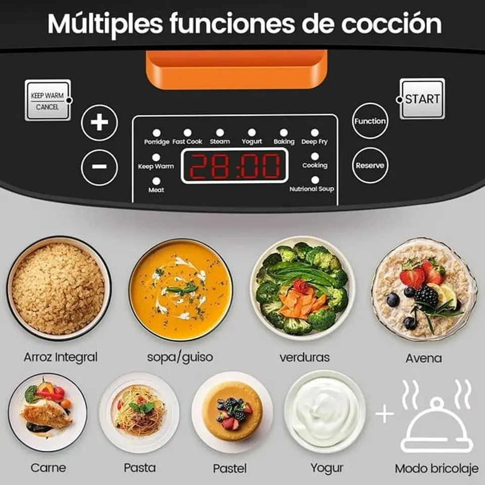 Olla Multiuso 3 en 1 (Inteligente - Multifuncional -Antiadherente) 5 LT 3