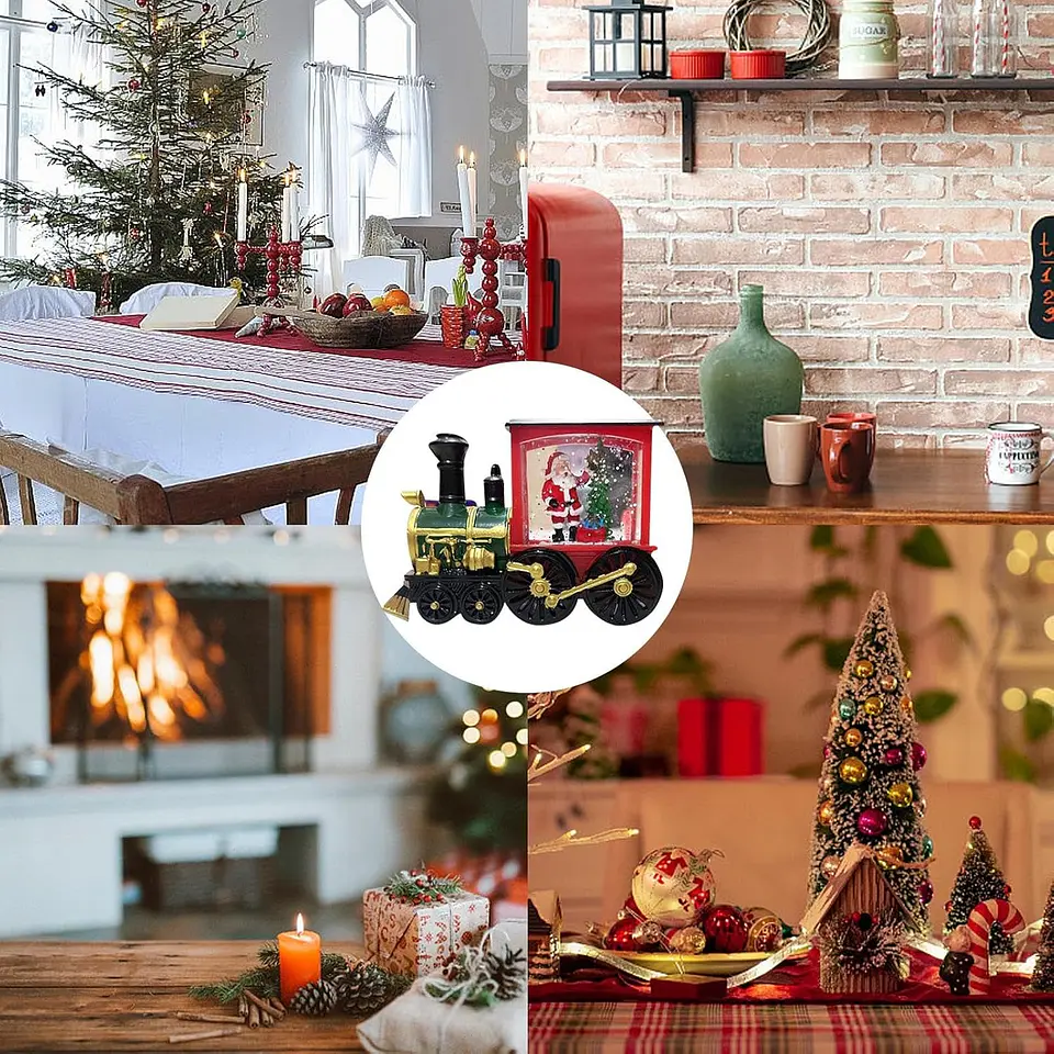 Tren De Navidad Iluminado Musical Globo De Nieve 7