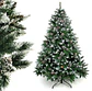 ÁRBOL NAVIDEÑO NEVADO CON ESFERAS ROJAS Y FOLLAJE REALISTA - Miniatura 1