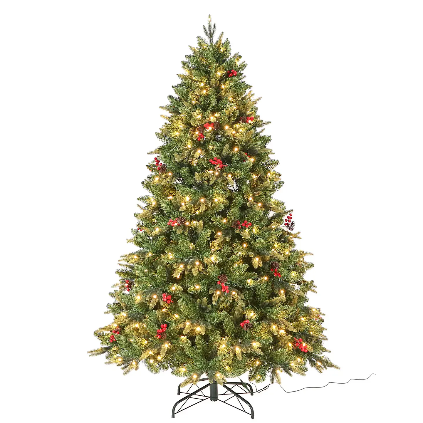 ÁRBOL NAVIDEÑO CON PIÑAS FRUTOS ROJOS Y FOLLAJE REALISTA 4