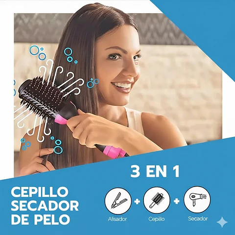 CEPILLO ALISADOR ELÉCTRICO SECADOR ANTI FRIZZ CEPILLO 3 EN 1