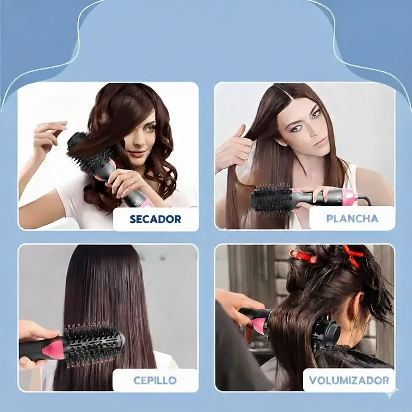 CEPILLO ALISADOR ELÉCTRICO SECADOR ANTI FRIZZ CEPILLO 3 EN 1 2