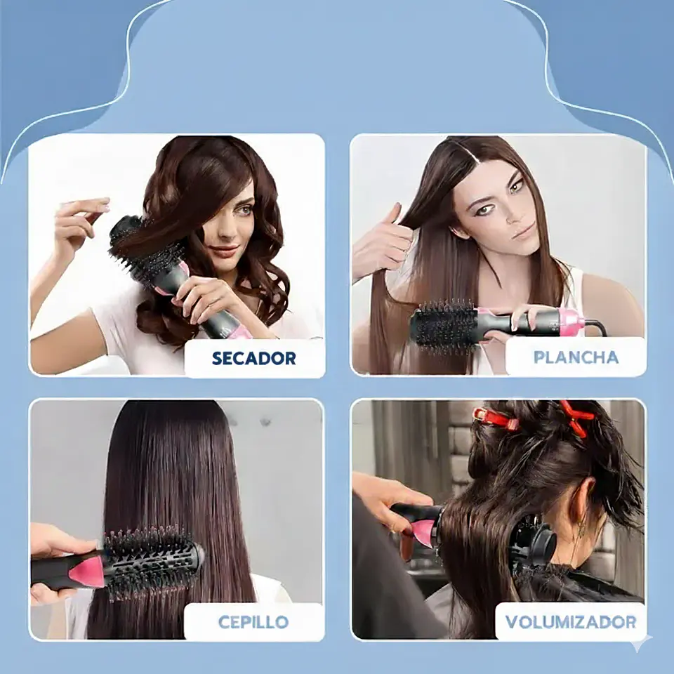 CEPILLO ALISADOR ELÉCTRICO SECADOR ANTI FRIZZ CEPILLO 3 EN 1 2