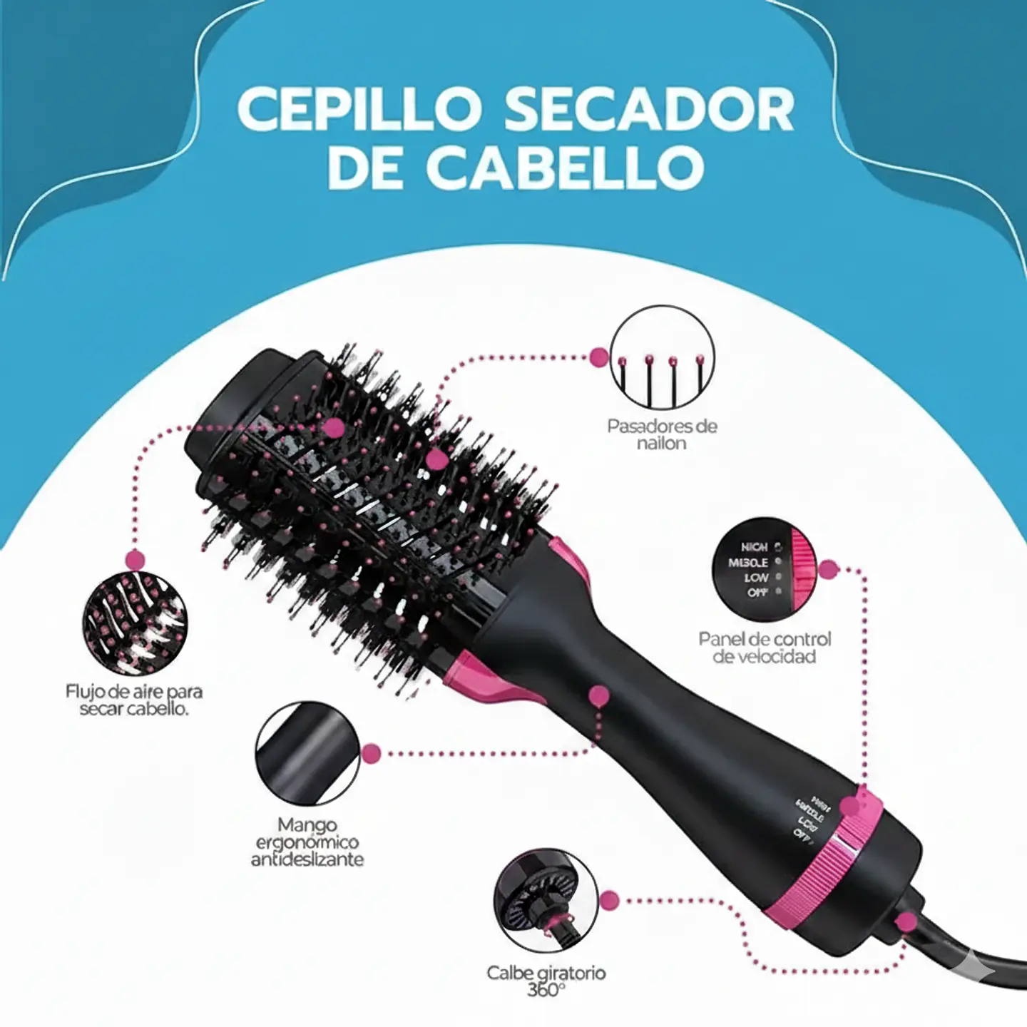 CEPILLO ALISADOR ELÉCTRICO SECADOR ANTI FRIZZ CEPILLO 3 EN 1 3