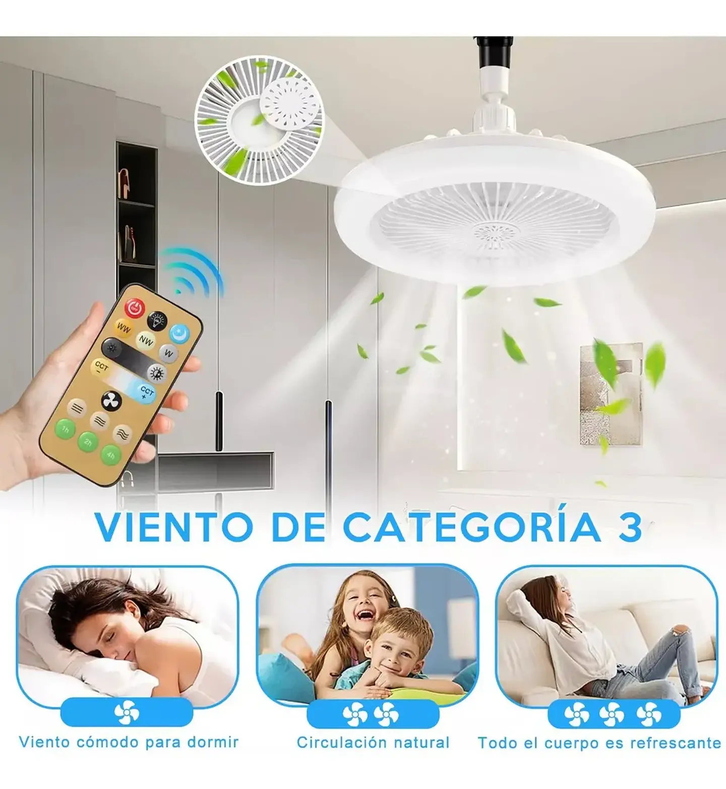 VENTILADOR DE TECHO 3 EN 1 CON LUZ LED 6
