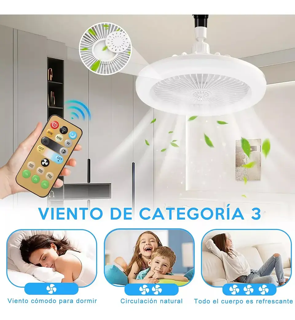VENTILADOR DE TECHO 3 EN 1 CON LUZ LED 6