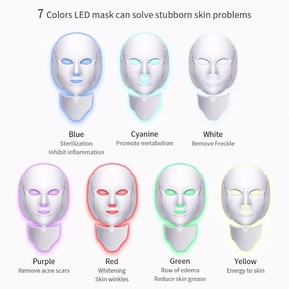 MASCARA LED, CON CUELLO ANTIARRUGAS, ACNE, LINEAS DE EXPRESION,MANCHAS, 7 COLORES 3