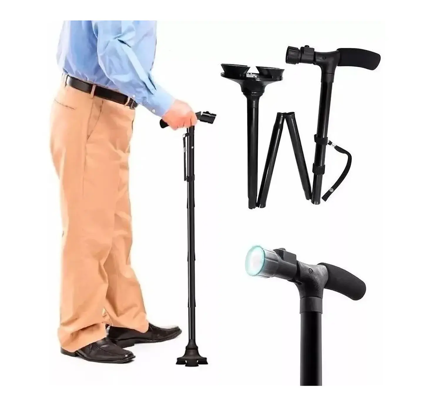 BASTON ORTOPEDICO PLEGABLE CON LUZ 2