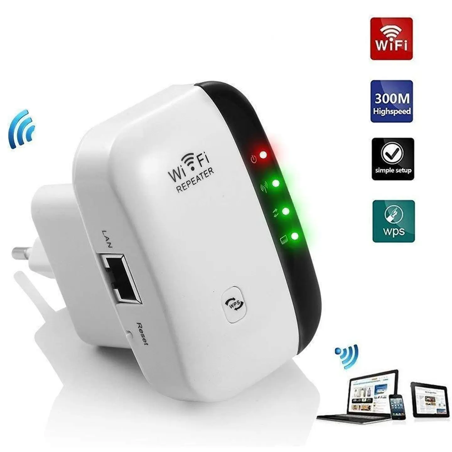 AMPLIFICADOR WIFI 300MBPS 24GHZ CON WPS Y PUERTO LAN 2