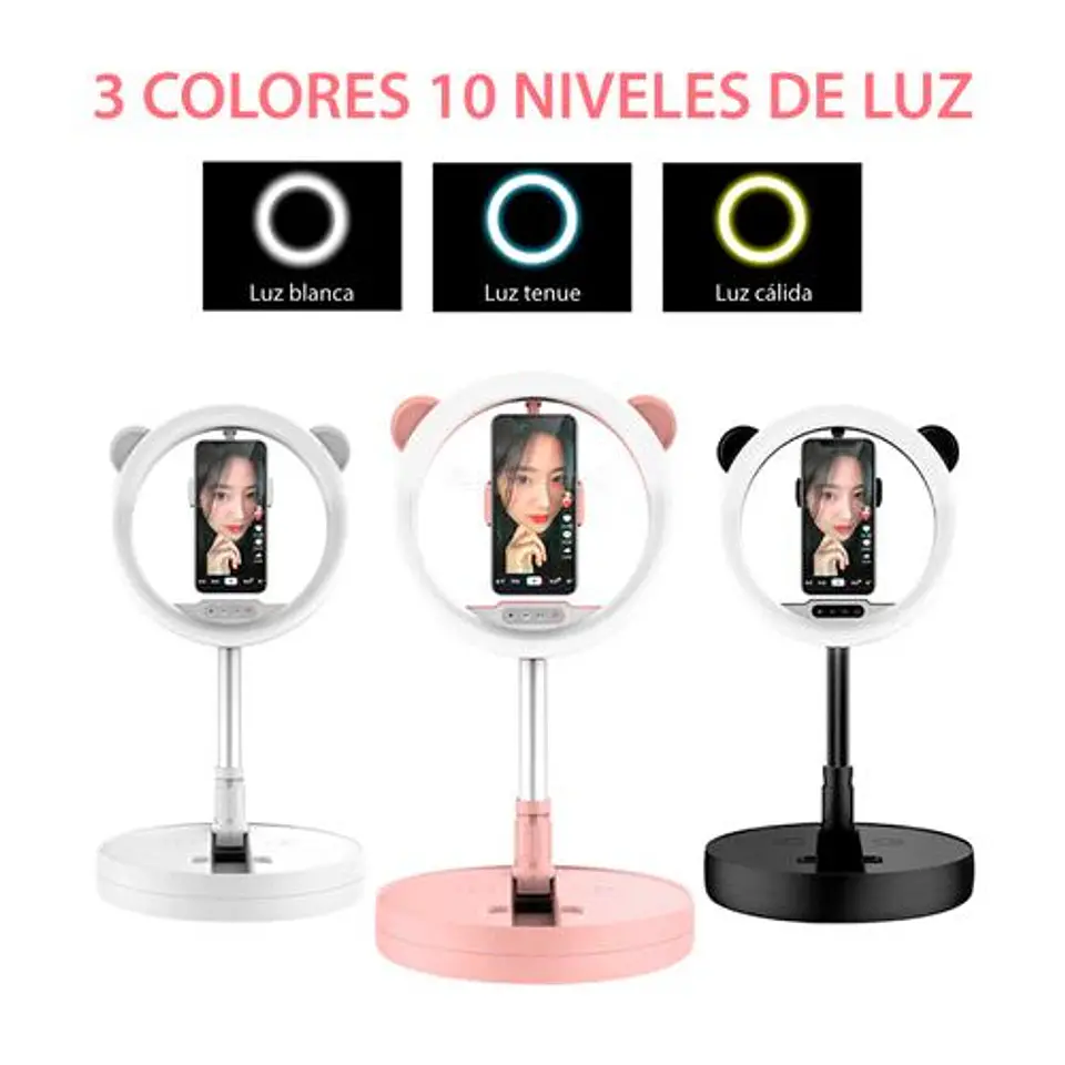 ARO DE LUZ LED PORTATIL CON BASE REDONDA 3