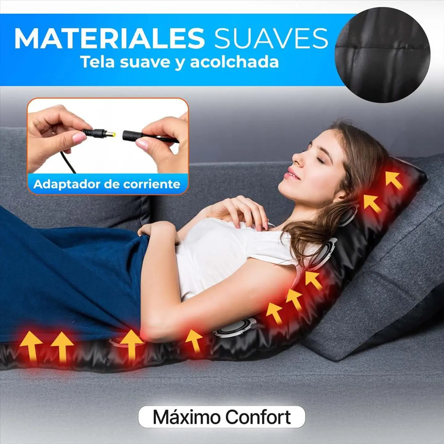 COLCHONETA MASAJEADORA CON CALOR, 9 MODOS DE MASAJE, PORTATIL 4
