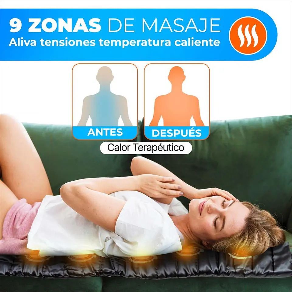 COLCHONETA MASAJEADORA CON CALOR, 9 MODOS DE MASAJE, PORTATIL 5