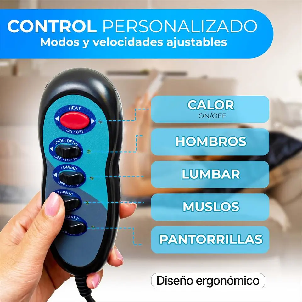 COLCHONETA MASAJEADORA CON CALOR, 9 MODOS DE MASAJE, PORTATIL 7