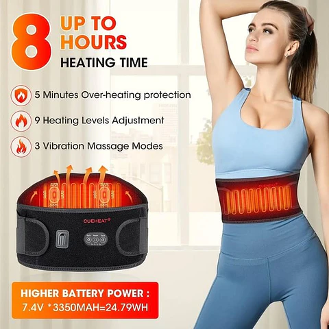 FAJA LUMBAR CON 3 NIVELESD E CALOR Y BOLSILLO PARA PONER GEL FRIO