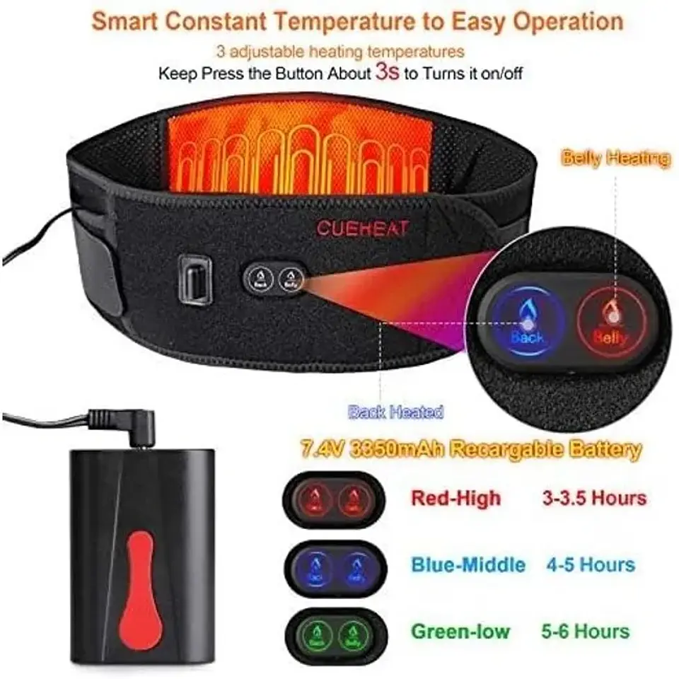 FAJA LUMBAR CON 3 NIVELESD E CALOR Y BOLSILLO PARA PONER GEL FRIO 4