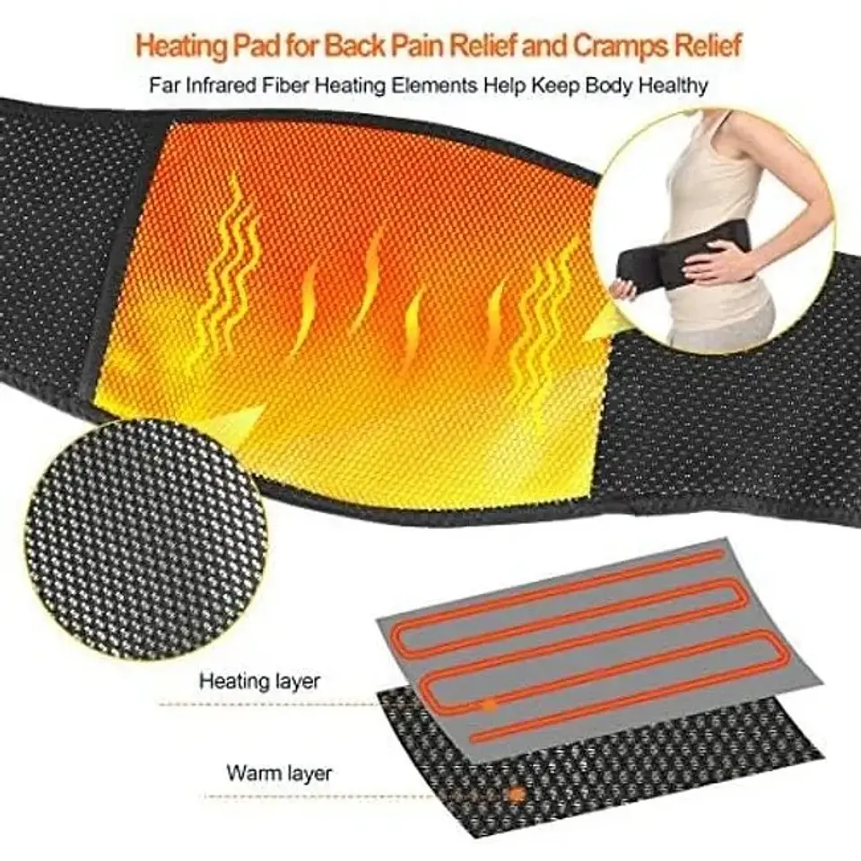 FAJA LUMBAR CON 3 NIVELESD E CALOR Y BOLSILLO PARA PONER GEL FRIO 6