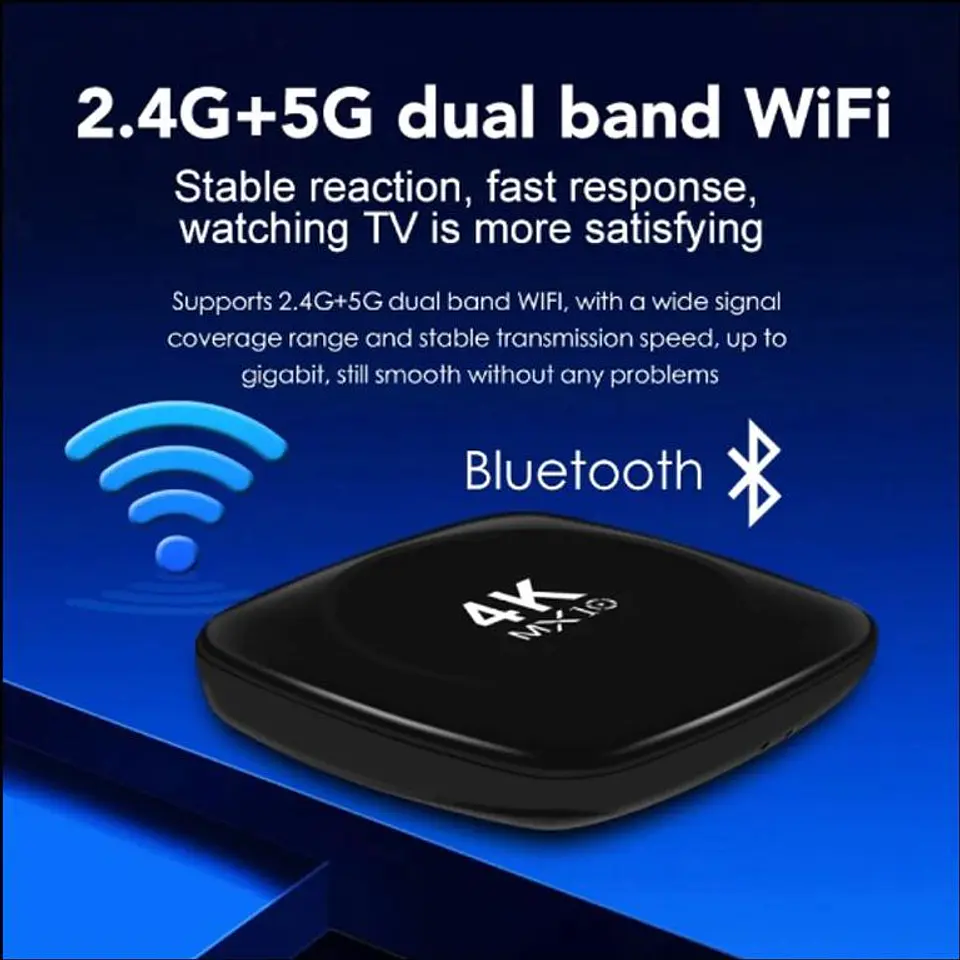 Tv Box Android 5G MX10 Streaming 4K Bluetooth 2